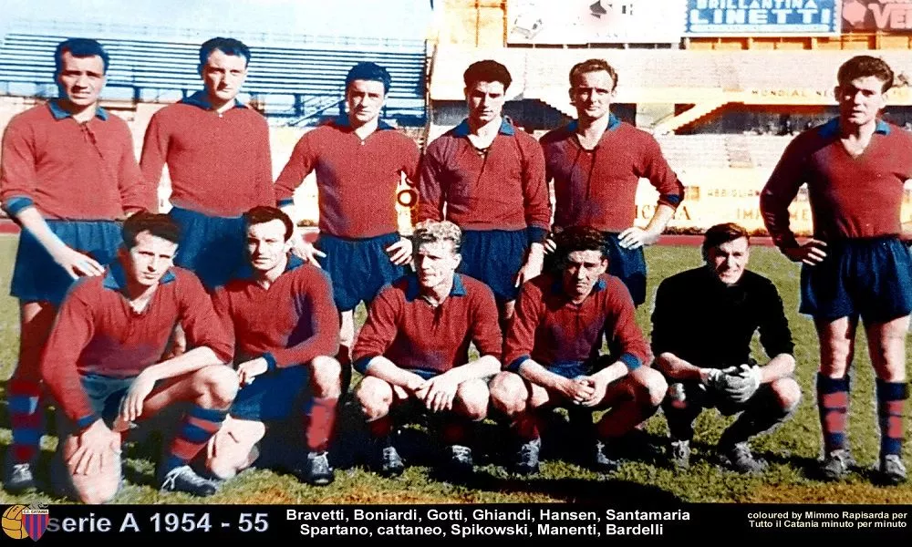 Una formazione del Calcio Catania nella stagione 1954/55 in Serie A