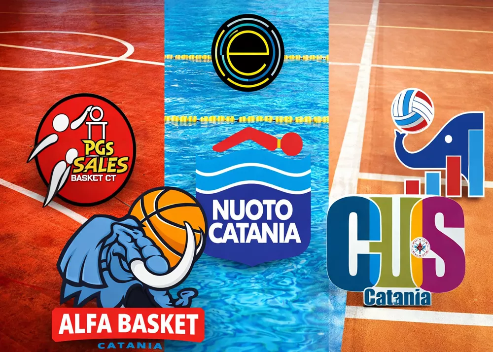 i loghi delle principali squadre di catania sui diversi campi
