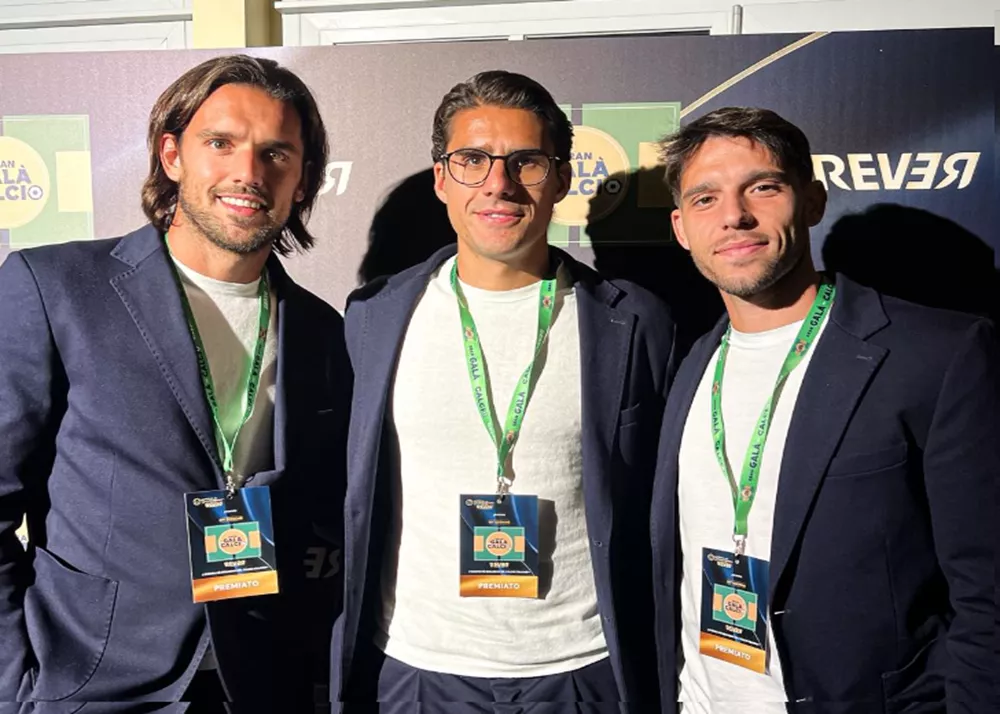 i calciatori del catania casasola, corbari e cicerelli al gala del calcio