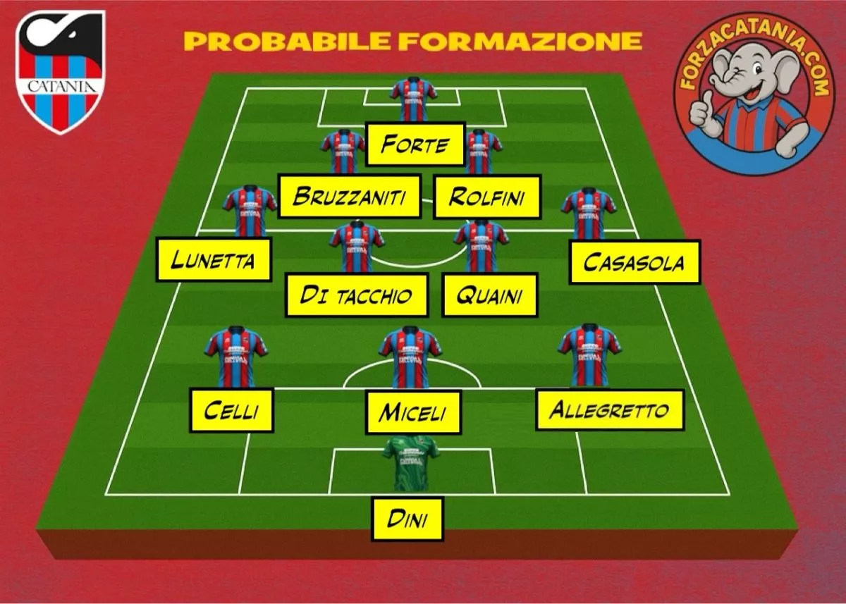 la probabile formazione del catania in campo contro il cosenza al Massimino