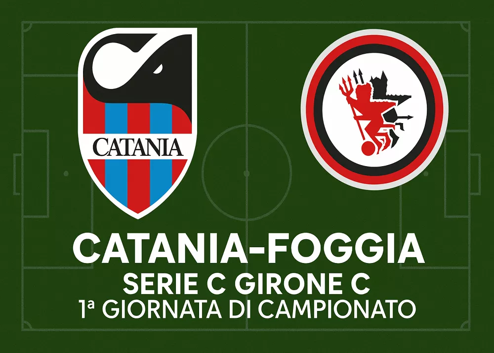 i loghi dele squadre di catania e foggia per la prima giornata di campionato