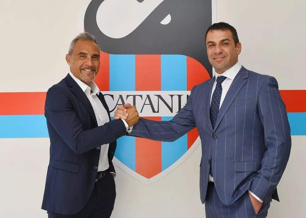 il tecnico del catania mimmo toscano ed il presidente del Catania Ross Pelligra