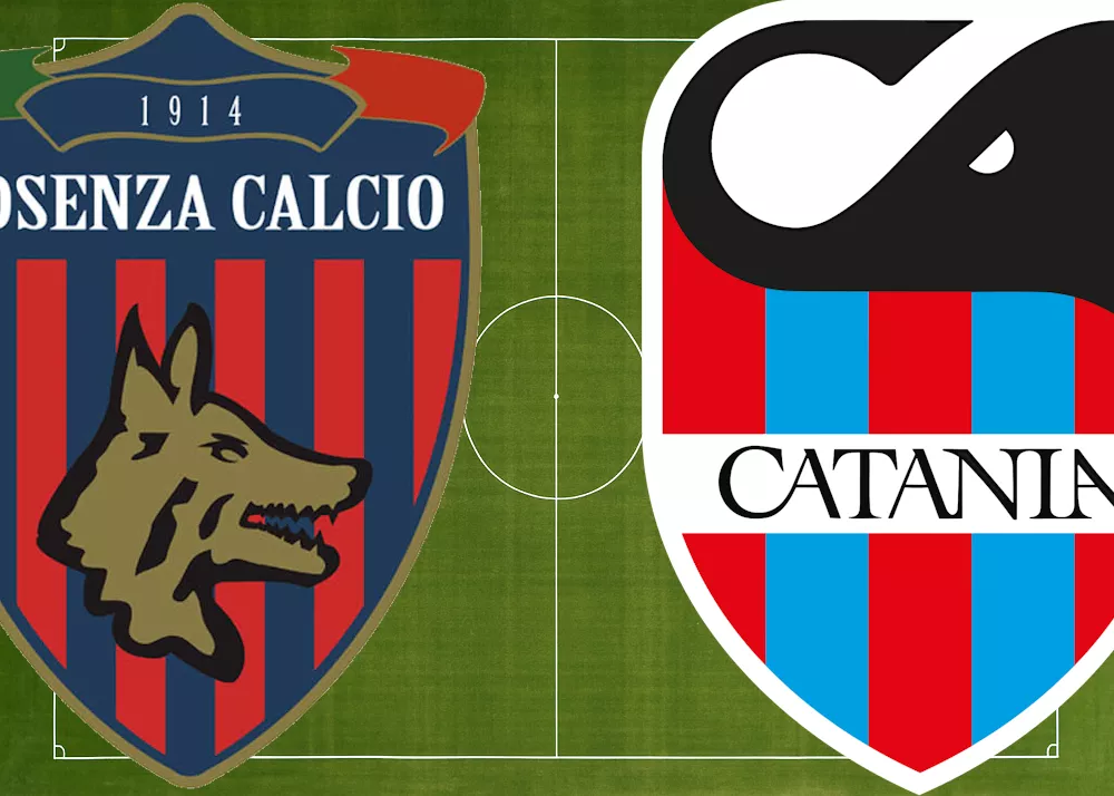 i loghi di cosenza a catania per le formazioni ufficiali