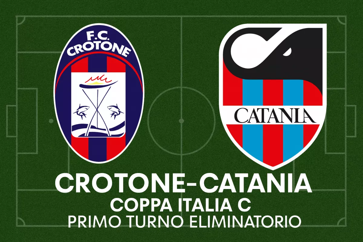 i loghi di crotone e catania calcio prima della gara di coppa italia c
