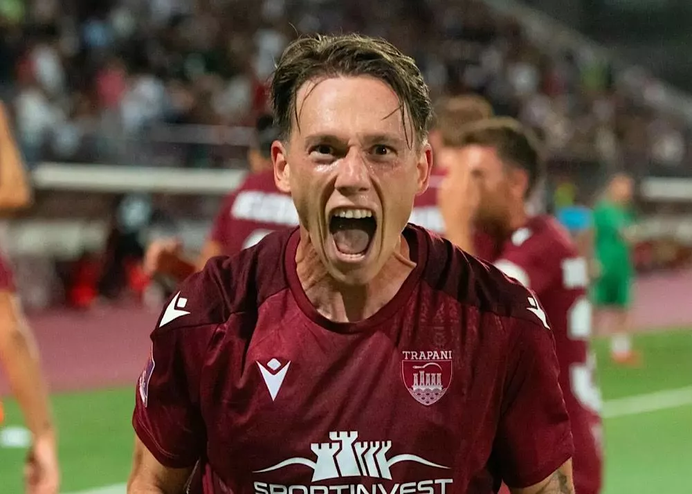 l'esultanza del giocatore del trapani fischnaller