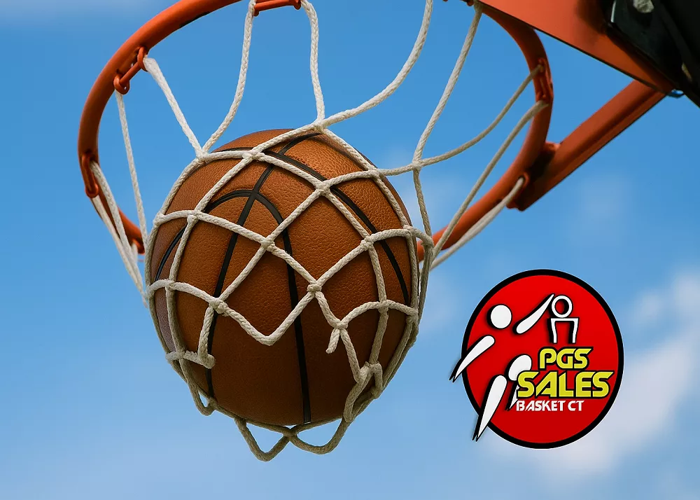 il logo della pgs sales basket catania sullo sfondo di un canestro