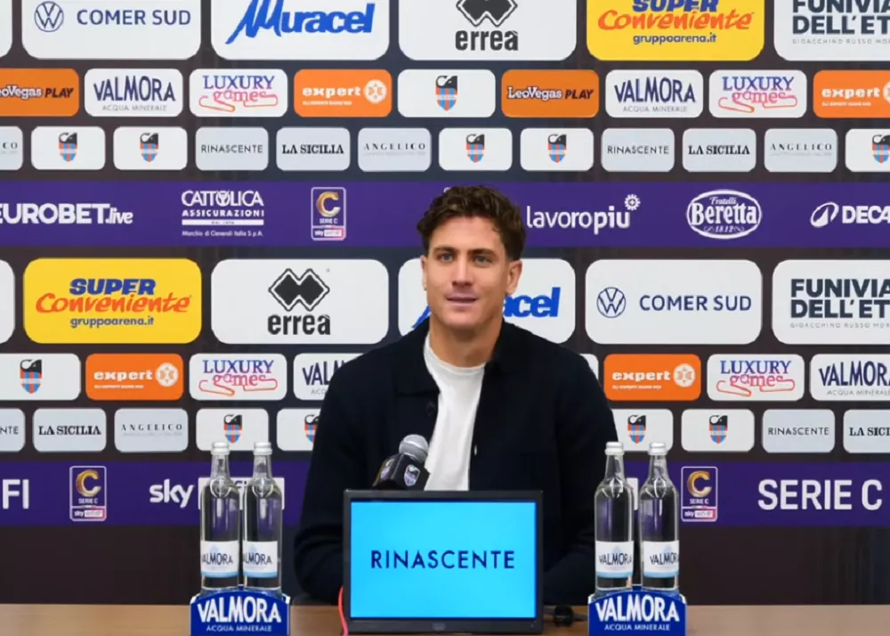 gabriel lunetta in sala stampa dopo il match catania-crotone 2-0