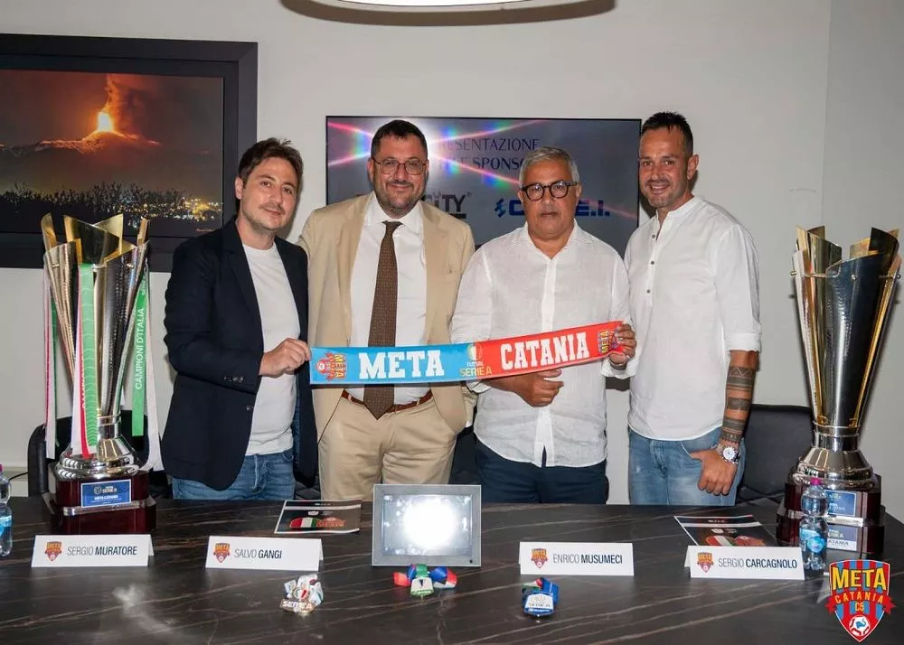 presentata in una conferenza stampa la partnership tra la Meta Catania C5 e i suoi Title sponsor: Bricocity e Covei.