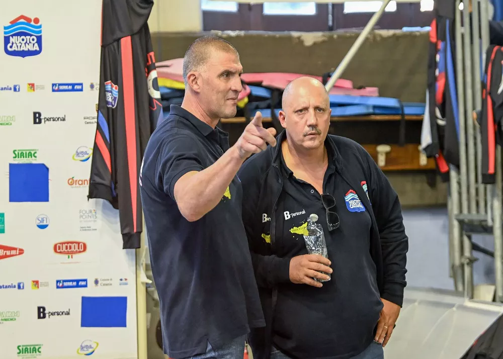 il tecnico della nuoto catania dato ed il presidente di salvatore