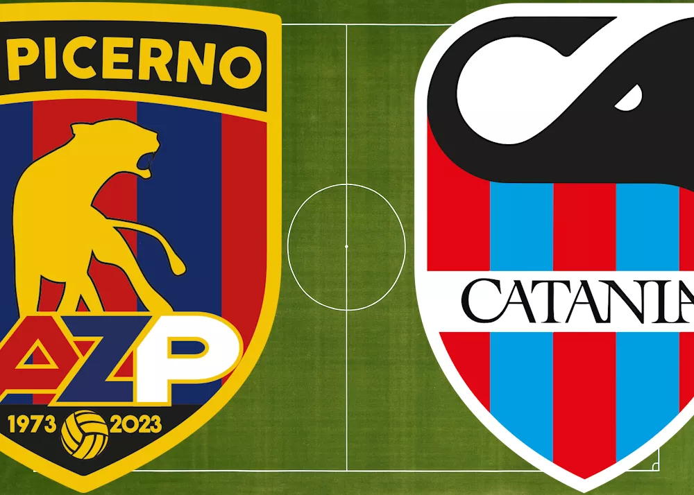 i loghi di picerno e catania sul campo per le formazioni ufficiali
