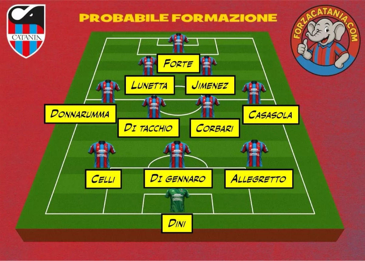 la probabile formazione del catania in campo contro il picerno