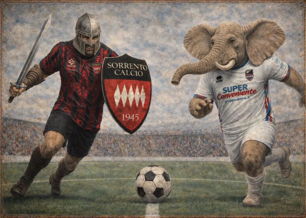 le mascotte di sorrento e catania in campo al viviani di potenza