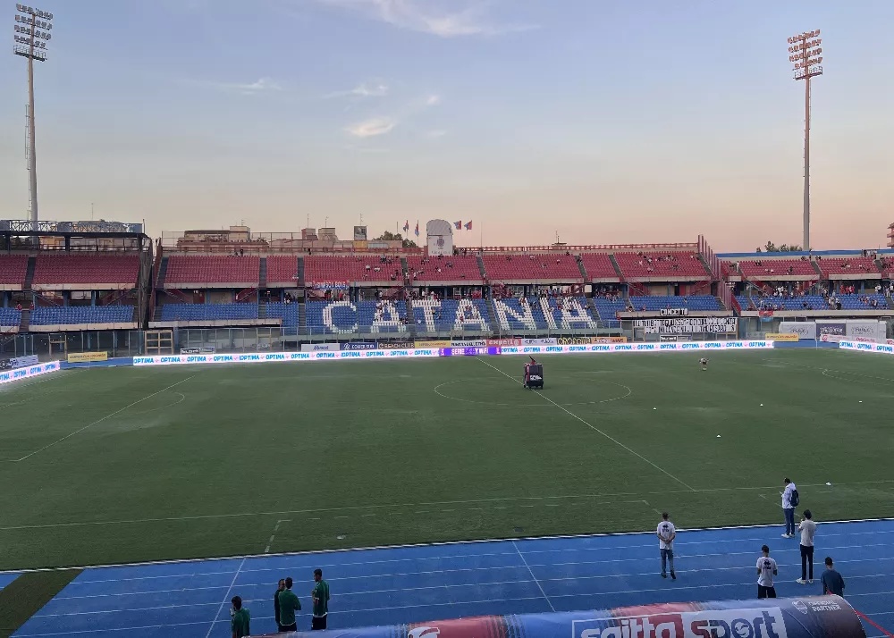 Lo stadio Angelo Massimino a poche ore dall'inizio del match