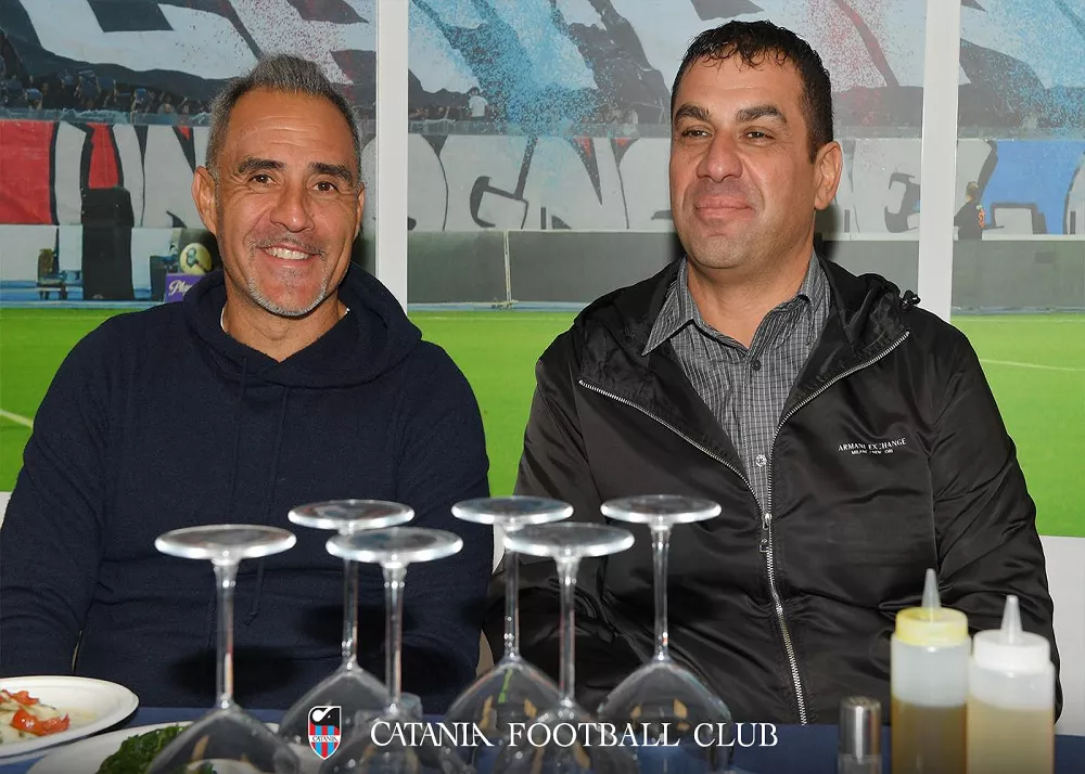il tecnico del catania mimmo toscano insieme al presidente ross pelligra